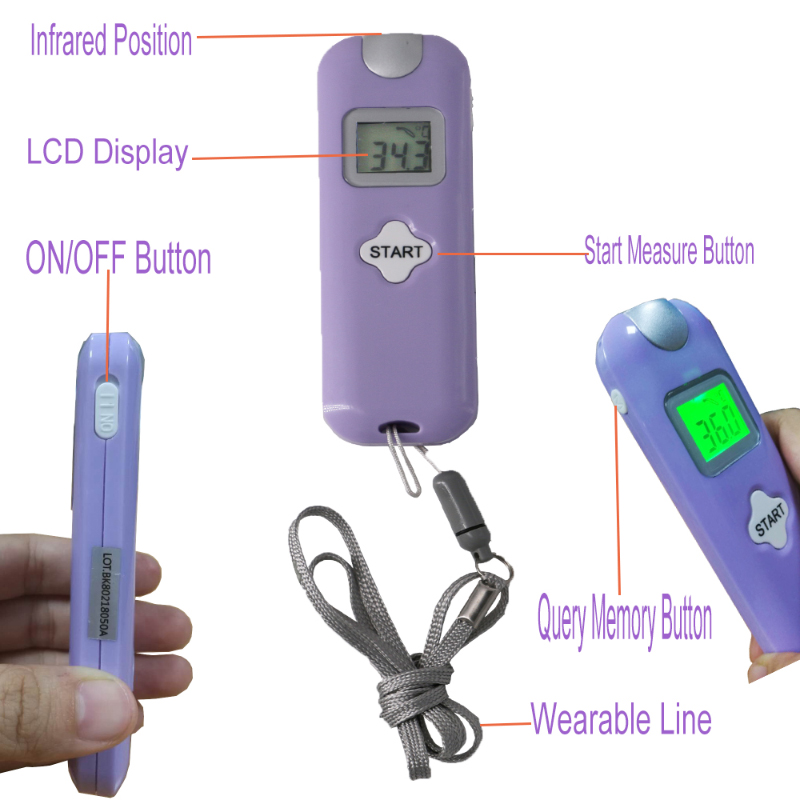 Bezkontaktowy termometr na podczerwień z 3 kolorami i alarmami temperaturowymi